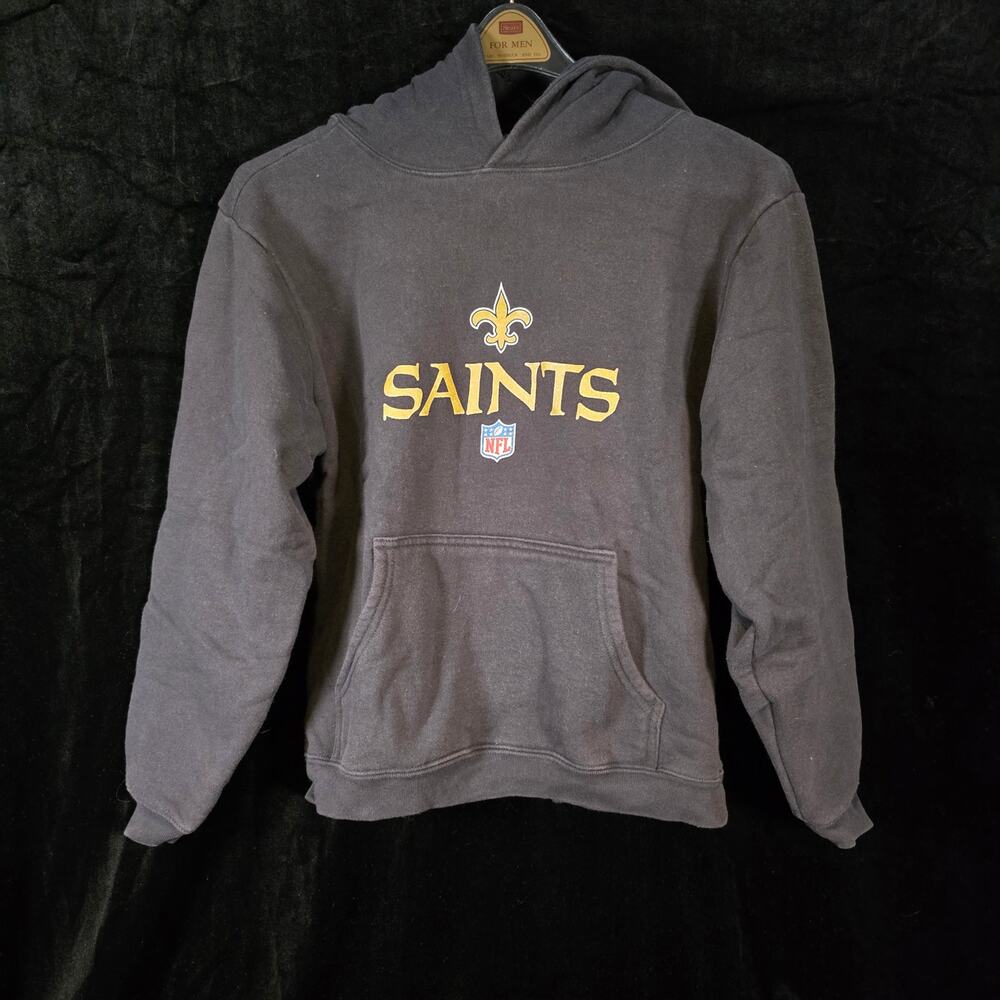 NFL New Orleans Saints Black Hoodie Youth Size L 14-16 Sweatshirt Pouch Pocket